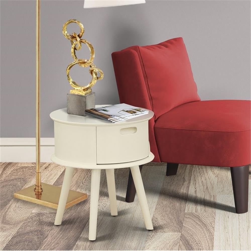 East West Furniture Gone05 One Pc Lovely Gordon Night Stands For Bedrooms With Drawer, 1-Pack, White Finish